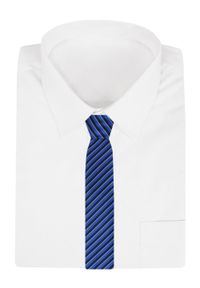 Klasyczny Krawat Klubowy - Alties - Czarno-Niebieski, Drobny Prążek. Kolor: niebieski. Materiał: tkanina. Wzór: prążki. Styl: klasyczny #2