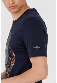 Aeronautica Militare - AERONAUTICA MILITARE Granatowy t-shirt męski. Kolor: niebieski. Długość rękawa: krótki rękaw. Długość: krótkie