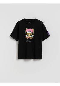 Reserved - T-shirt SpongeBob - czarny. Kolor: czarny. Materiał: bawełna, dzianina