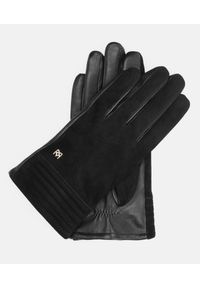 Kazar - Czarne rękawiczki damskie. Kolor: czarny. Materiał: zamsz, skóra, materiał. Sezon: zima. Styl: klasyczny