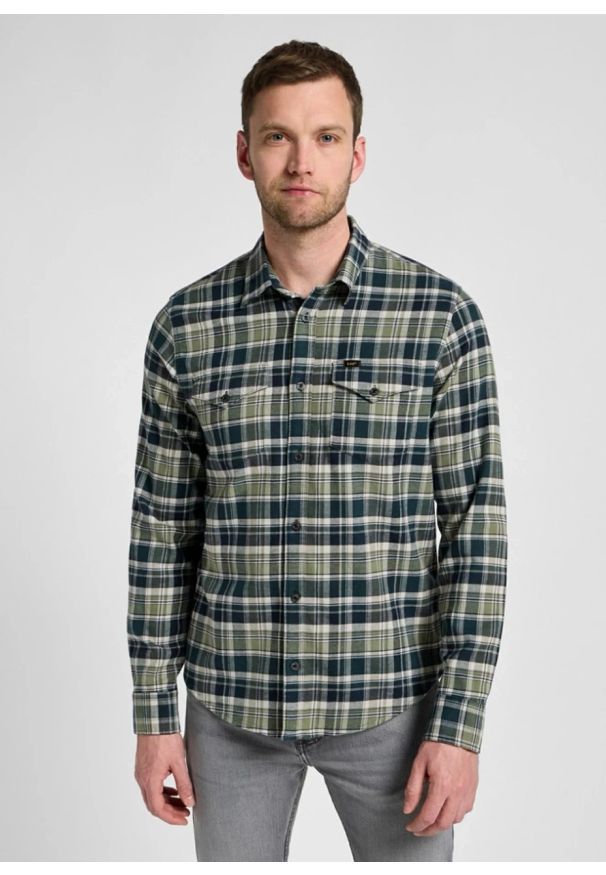 Lee - LEE MĘSKA KOSZULA LEE REGULAR SHIRT GREEN 112355698