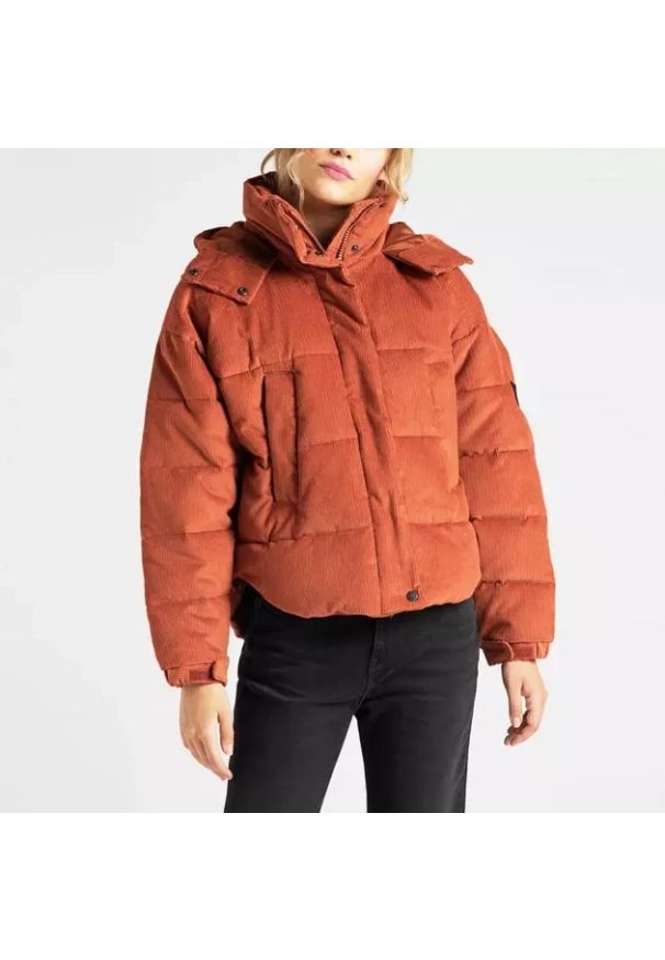 Lee - LEE PUFFER JACKET DAMSKA KURTKA SZTRUKSOWA BURNT OCRA L56VMGOM 112113113. Materiał: sztruks