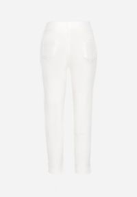 Born2be - Białe Spodnie z Nogawkami 7/8 i Kieszeniami Selandima. Kolor: biały. Styl: elegancki #6