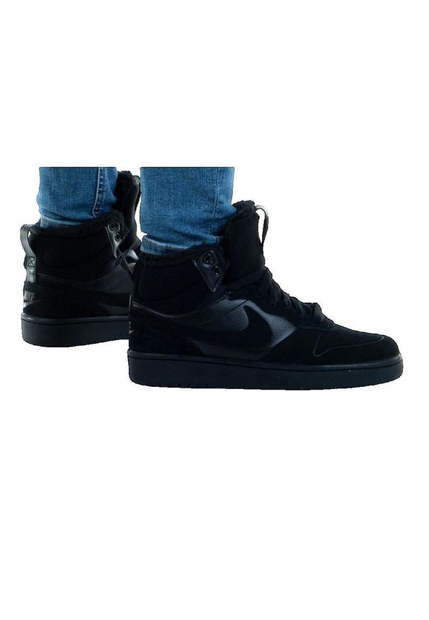 Buty Dziecko Nike Court Borough 2 czarny. Okazja: na co dzień. Kolor: czarny. Materiał: syntetyk, tkanina, skóra, materiał. Model: Nike Court. Sport: turystyka piesza