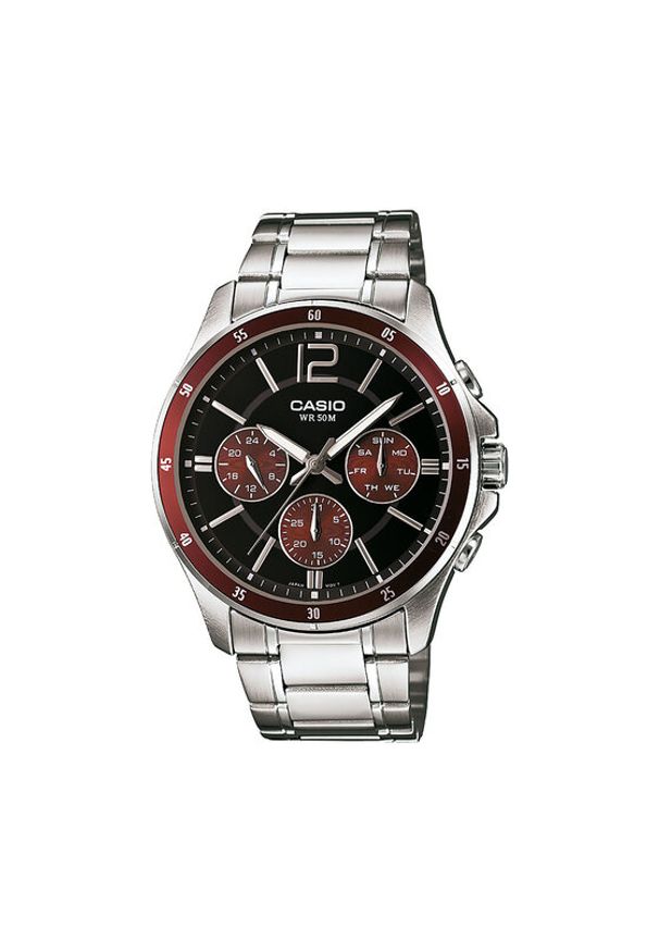 Casio Zegarek MTP-1374PD-5AVEF Srebrny. Kolor: srebrny