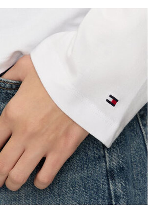 TOMMY HILFIGER - Tommy Hilfiger Bluzka Logo WW0WW43620 Biały Regular Fit. Kolor: biały. Materiał: bawełna