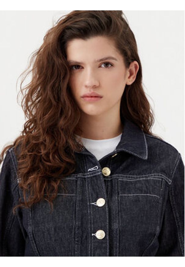 Karl Lagerfeld - KARL LAGERFELD Kurtka jeansowa A1W14048 Granatowy Regular Fit. Typ kołnierza: dekolt w karo. Kolor: niebieski. Materiał: bawełna