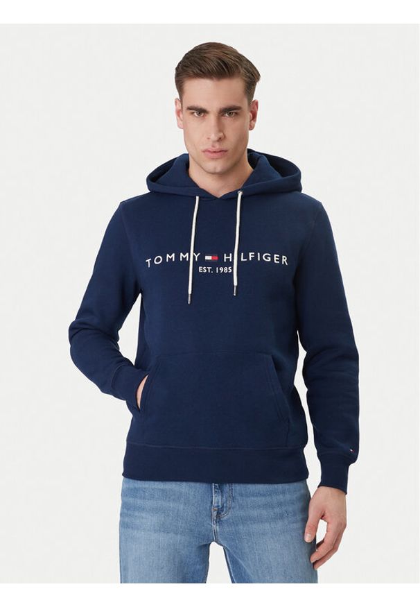 TOMMY HILFIGER - Tommy Hilfiger Bluza Logo MW0MW11599 Granatowy Regular Fit. Kolor: niebieski. Materiał: syntetyk