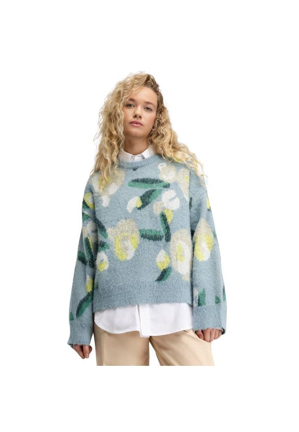 SIROKO - Damski sweter oversize z dzianiny Siroko Mainau-W Blue. Kolor: niebieski. Materiał: dzianina. Sezon: zima