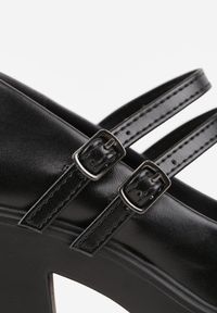 Born2be - Czarne Półbuty na Obcasie i Platformie z Paseczkami Mary Jane Aveminar. Okazja: na co dzień, na spotkanie biznesowe. Kolor: czarny. Materiał: jeans. Obcas: na obcasie. Styl: klasyczny, casual, biznesowy, elegancki. Wysokość obcasa: średni #2