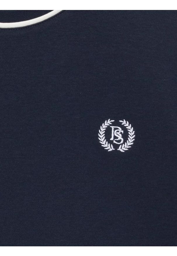 Big-Star - Koszulka damska z kontrastowym wykoŅczeniem granatowa Lemoure 403. Kolor: niebieski. Materiał: dzianina. Wzór: haft, ze splotem. Styl: elegancki, sportowy, klasyczny