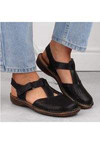 Skórzane komfortowe sandały damskie pełne czarne Helios 128.011. Kolor: czarny. Materiał: skóra #8
