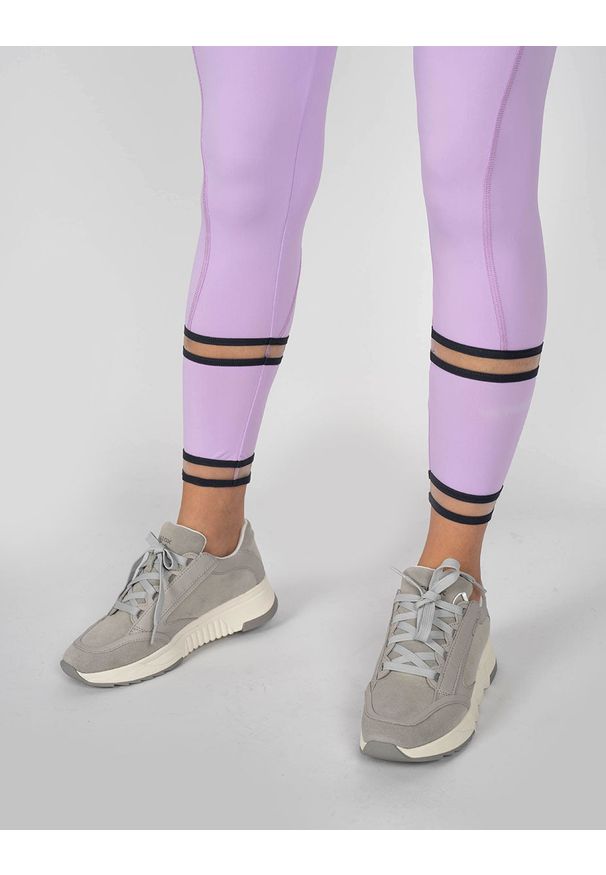 Trussardi Jeans - Trussardi Sport Legginsy | 44P00014 | Kobieta | Fioletowy. Stan: podwyższony. Kolor: fioletowy. Materiał: nylon, elastan. Wzór: aplikacja. Styl: sportowy