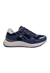 Inblu - Sneakersy Buty Sportowe Męskie INBLU IU000006 Granatowe niebieskie. Okazja: na co dzień. Kolor: niebieski. Materiał: materiał, skóra #9
