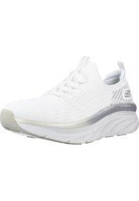 skechers - Buty Kobieta Skechers Dlux biały. Kolor: biały. Materiał: guma, syntetyk, tkanina, materiał