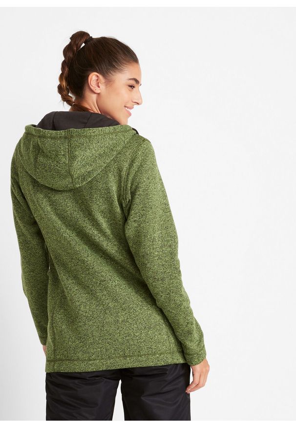 Bluza rozpinana z polaru, długi rękaw bonprix matowa zieleń mchu- szary. Kolor: zielony. Materiał: polar. Długość rękawa: długi rękaw. Długość: długie