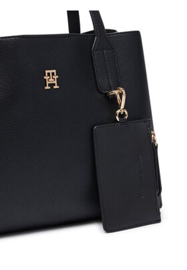TOMMY HILFIGER - Tommy Hilfiger Torebka Th Icon Mini Satchel AW0AW18722 Czarny. Kolor: czarny. Materiał: skórzane