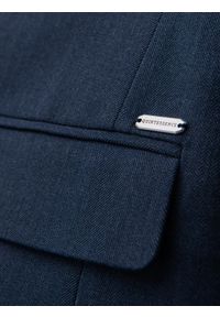 Ombre Clothing - Elegancka marynarka męska SLIM FIT z rayonem – ciemnoniebieska V3. Kolor: niebieski. Materiał: tkanina, poliester, materiał. Wzór: ze splotem. Styl: elegancki #6