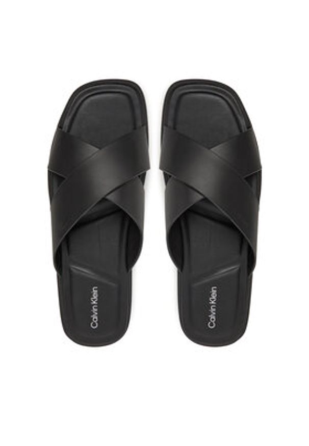 Calvin Klein Klapki Criss Cross Sandal HM0HM01737 Czarny. Kolor: czarny. Materiał: skóra