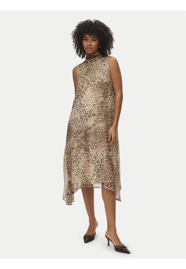 Vero Moda Sukienka letnia Smilla 10345453 Beżowy Regular Fit. Kolor: beżowy. Materiał: syntetyk. Sezon: lato