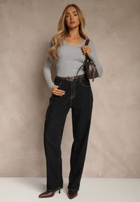 Renee - Szary Sweter o Taliowanym Kroju z Nieregularnym Dekoltem w V Fenalissa. Okazja: na co dzień. Kolor: szary. Długość: krótkie. Sezon: zima, jesień. Styl: casual #5