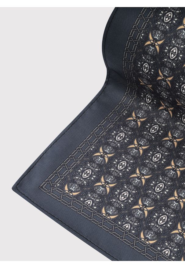 Pako Lorente - PAKO LORENTE - Ciemnoszara poszetka w geometryczny wzór. Kolor: szary. Materiał: poliester. Wzór: geometria