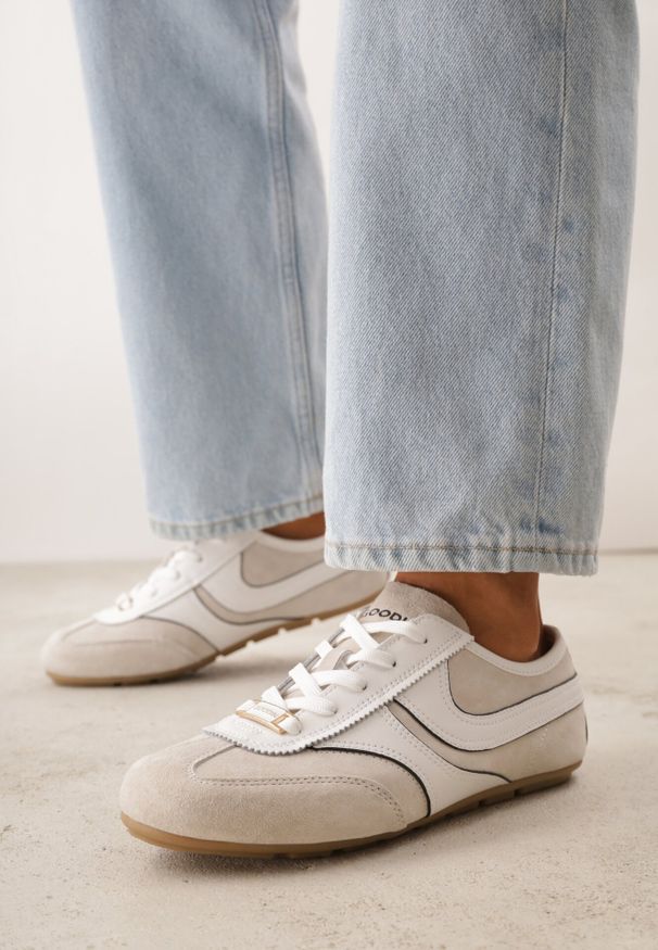 Born2be - Beżowe Zamszowe Sneakersy w Stylu Kultowych Tenisówek Sorisana. Okazja: na co dzień, do pracy. Kolor: beżowy. Materiał: zamsz