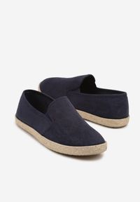 Born2be - Granatowe Trampki w Stylu Espadryli Wsuwane Tolindea. Okazja: na co dzień, na imprezę, na spacer. Zapięcie: bez zapięcia. Kolor: niebieski. Materiał: len. Sezon: lato. Styl: klasyczny, elegancki, casual #3