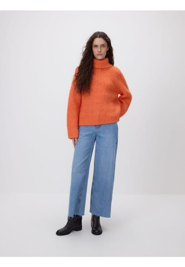 Reserved - Jeansy wide leg z wysokim stanem - niebieski. Stan: podwyższony. Kolor: niebieski