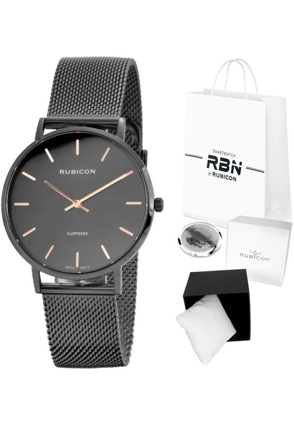 Rubicon - Zegarek damski RUBICON RNBD76 grafitowy - SZAFIR. Kolor: szary