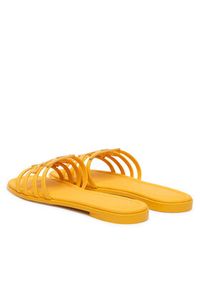 TOMMY HILFIGER - Tommy Hilfiger Klapki Th Script Flat Mule Lth FW0FW09368 Żółty. Kolor: żółty. Materiał: skóra #5