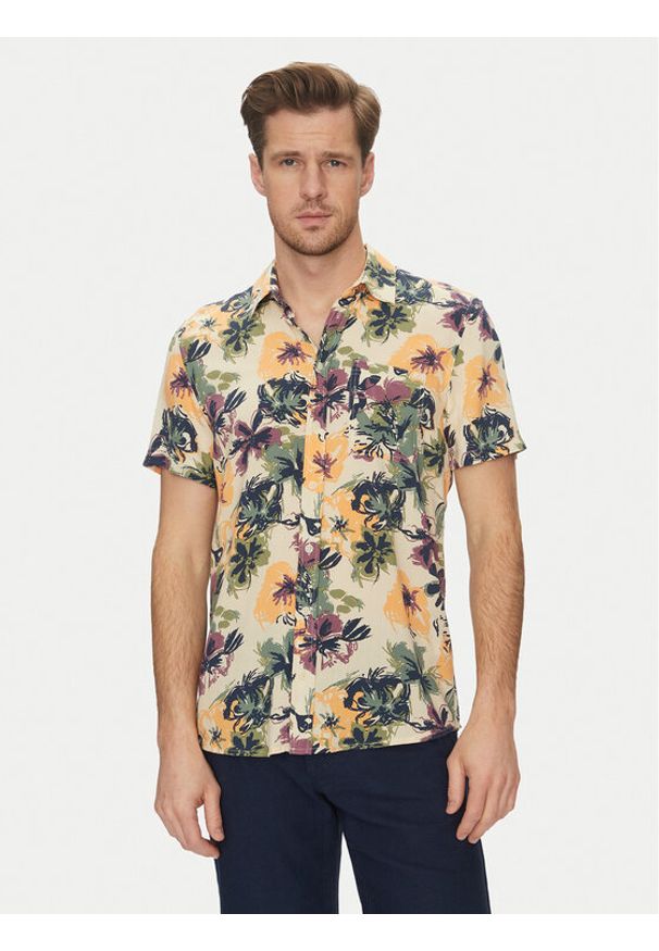 Blend Koszula 20718224 Beżowy Slim Fit. Kolor: beżowy. Materiał: wiskoza