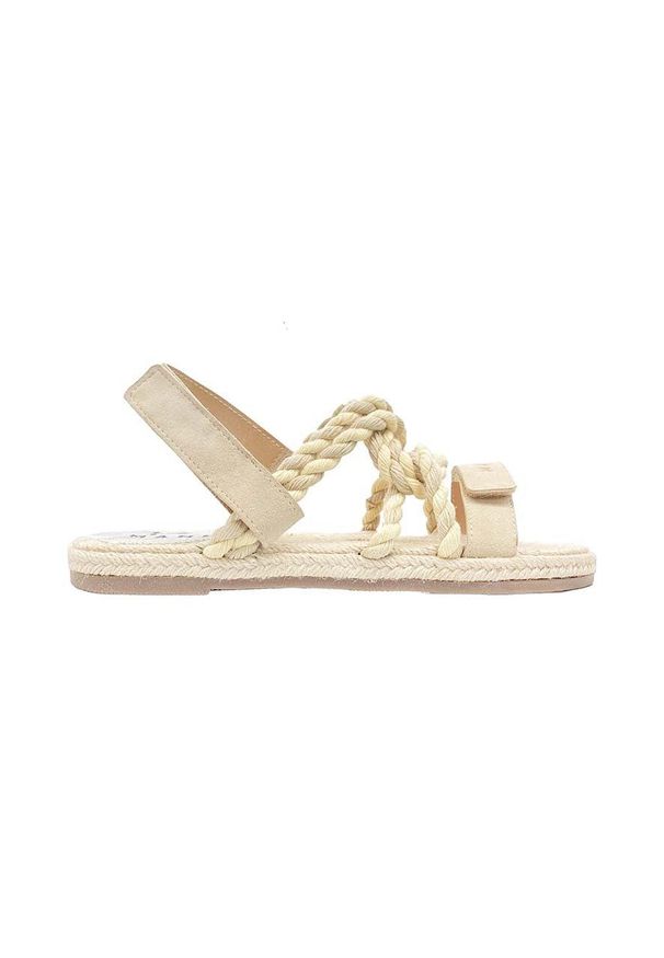 Manebi sandały Rope Sandals damskie kolor beżowy V 0.4 Y0. Zapięcie: rzepy. Kolor: beżowy. Materiał: materiał, guma. Wzór: paski, gładki