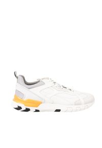 Geox Sneakersy "Grecale B" | U028ZB 04622 | Mężczyzna | Biały. Kolor: biały. Materiał: skóra, tkanina. Wzór: aplikacja