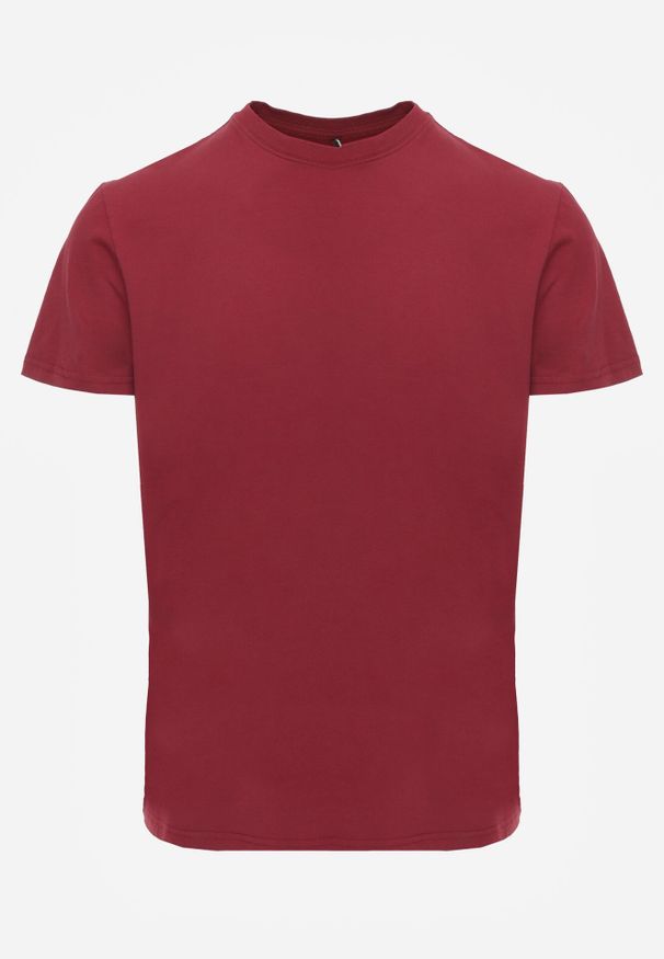 Born2be - Bordowa Gładka Koszulka T-shirt z Bawełny o Prostym Kroju Sarusa. Okazja: na co dzień, na randkę. Kolor: czerwony. Materiał: bawełna. Wzór: gładki. Styl: casual, klasyczny