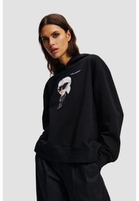 Karl Lagerfeld - KARL LAGERFELD Czarna damska bluza z kapturem Ikon Aquarelle K, Rozmiar S. Typ kołnierza: kaptur. Kolor: czarny #1