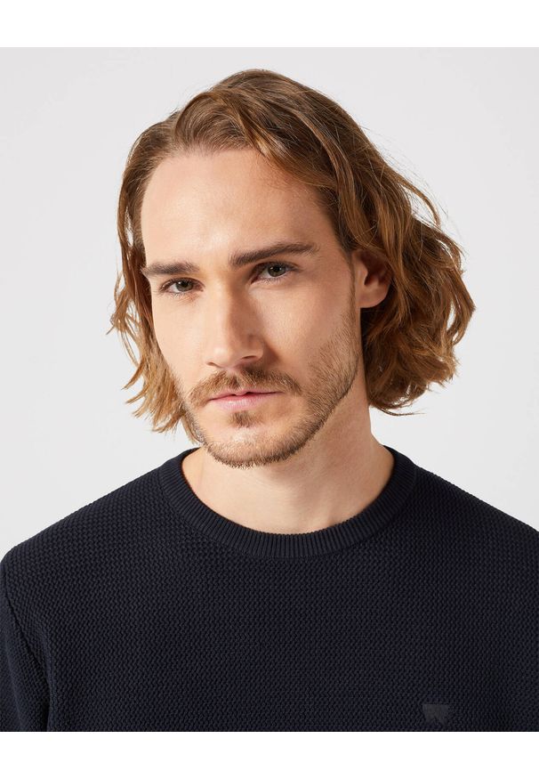 Wrangler - WRAGLER CREWNECK SWEATER MĘSKI SWETER CIEPŁY ELEGANCKI BLACK 112350515 W8F0011936. Styl: elegancki