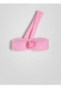 Reserved - Góra bikini z różą - różowy. Kolor: różowy. Materiał: materiał. Wzór: gładki