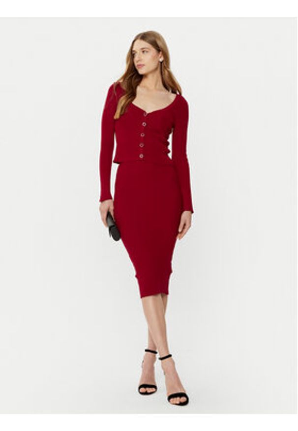 Guess Spódnica midi W5RD15 Z2V62 Czerwony Slim Fit. Kolor: czerwony. Materiał: syntetyk