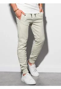 Ombre Clothing - Spodnie męskie dresowe joggery P948 - jasnozielone - XXL. Kolor: zielony. Materiał: dresówka