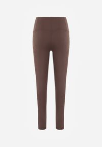 Born2be - Brązowe Legginsy z Modelującym Pasem w Talii Bescond. Okazja: na co dzień. Kolor: brązowy. Długość: długie. Wzór: gładki. Styl: casual, sportowy #4