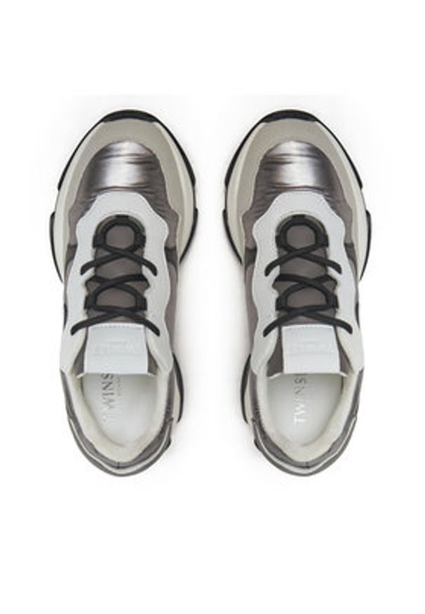 TwinSet - TWINSET Sneakersy 242TGT18C Srebrny. Kolor: srebrny. Materiał: skóra