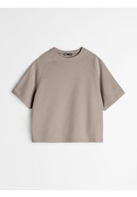 Sinsay - Koszulka z krótkim rękawem - beżowy. Kolor: beżowy. Długość rękawa: krótki rękaw. Długość: krótkie