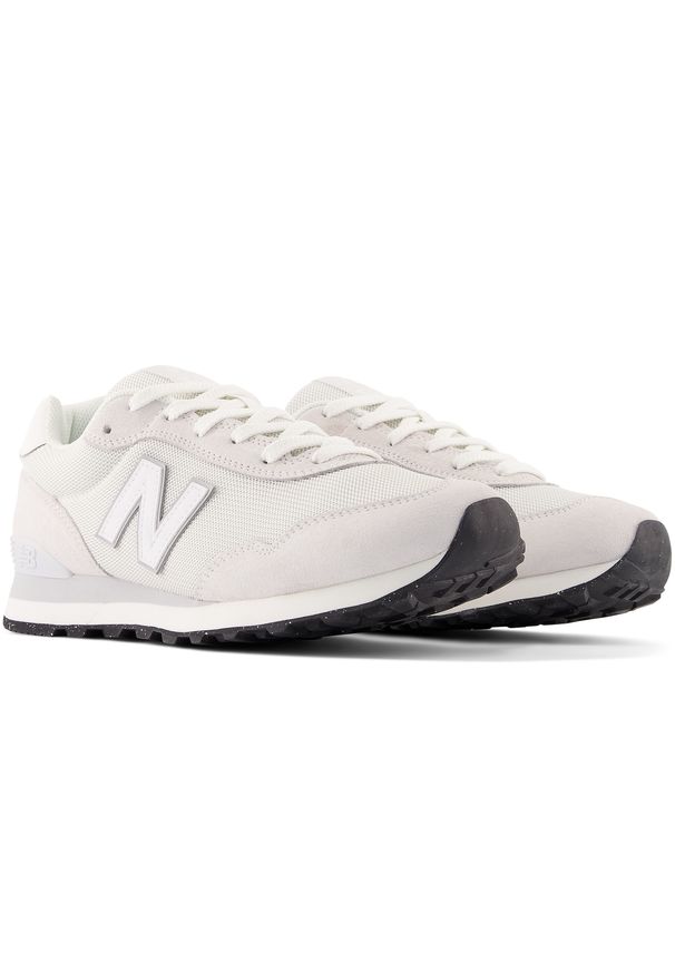Buty męskie New Balance ML515WHT – szare. Okazja: na co dzień. Kolor: szary. Materiał: skóra, materiał, syntetyk. Szerokość cholewki: normalna