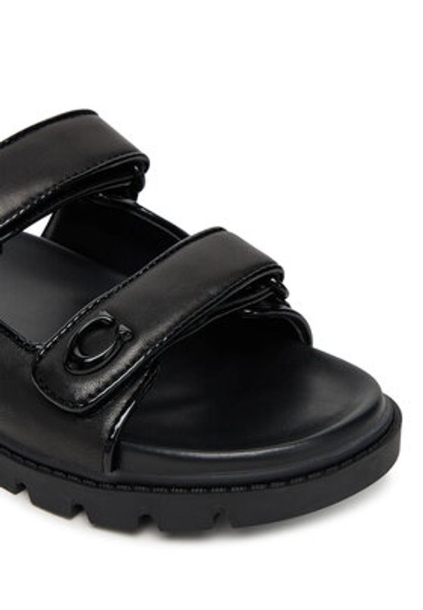 Coach Klapki Sculpted C CBO86 Czarny. Kolor: czarny. Materiał: skóra