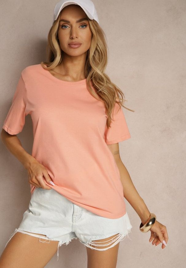Renee - Różowy Basicowy T-shirt z Bawełny Fevarisse. Okazja: na co dzień. Kolor: różowy. Materiał: bawełna. Styl: klasyczny, casual