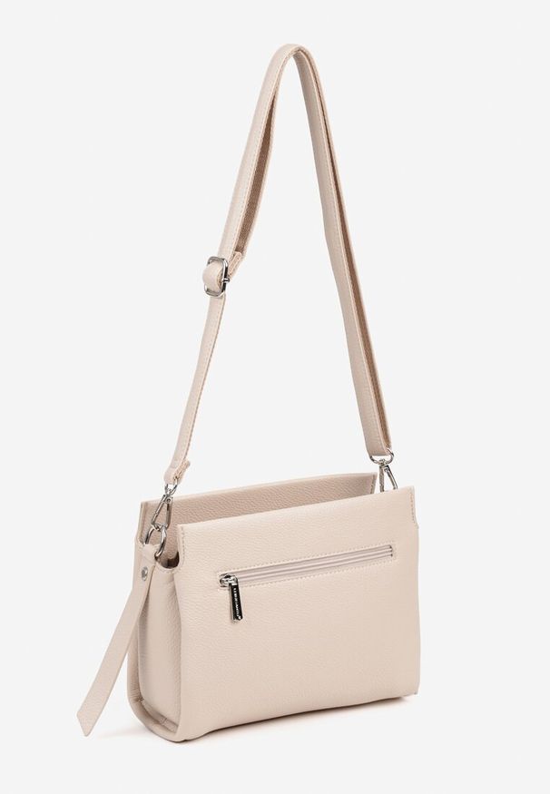 Born2be - Jasnobeżowa Elegancka Torebka Listonoszka z Klapą Idemessa. Kolor: beżowy. Styl: elegancki