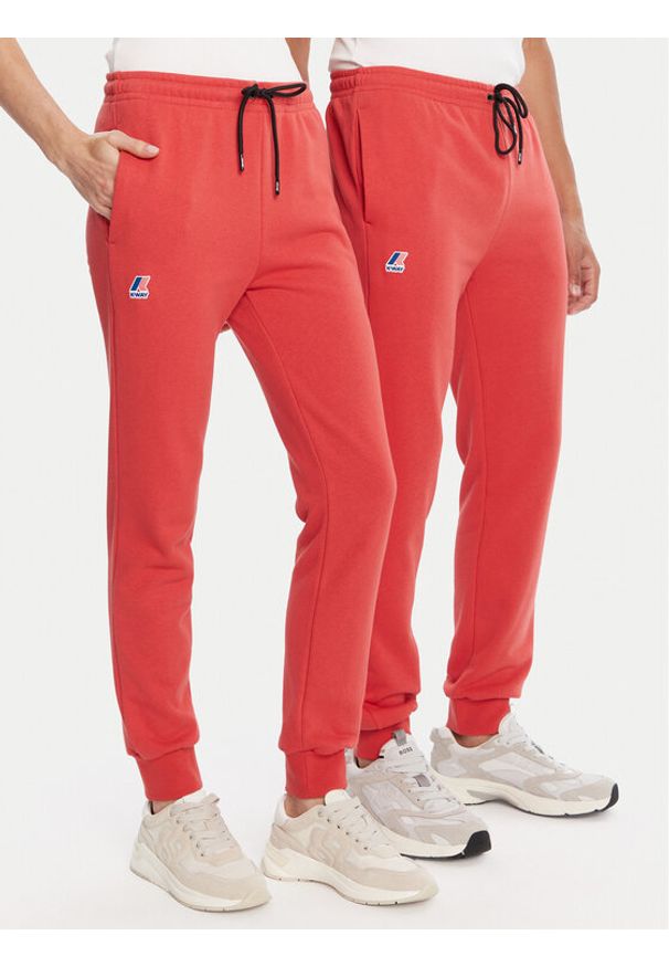 K-Way Spodnie dresowe Bishop K31313W Czerwony Slim Fit. Kolor: czerwony. Materiał: bawełna