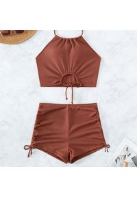Intica - Strój kąpielowy dwuczęściowy szybkoschnący z regulacją Dragulina. Kolor: brązowy. Materiał: materiał #1