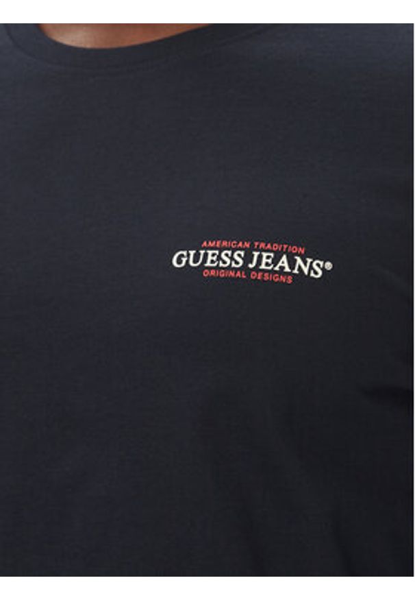Guess Jeans Longsleeve M4YI54 K8HM0 Granatowy Regular Fit. Kolor: niebieski. Materiał: bawełna. Długość rękawa: długi rękaw